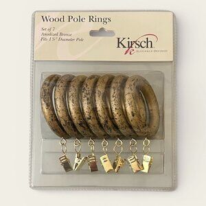 Rare Vintage Kirsch Elegance Defined Wood Pole Rings – Anodized Bronze (Set of 7